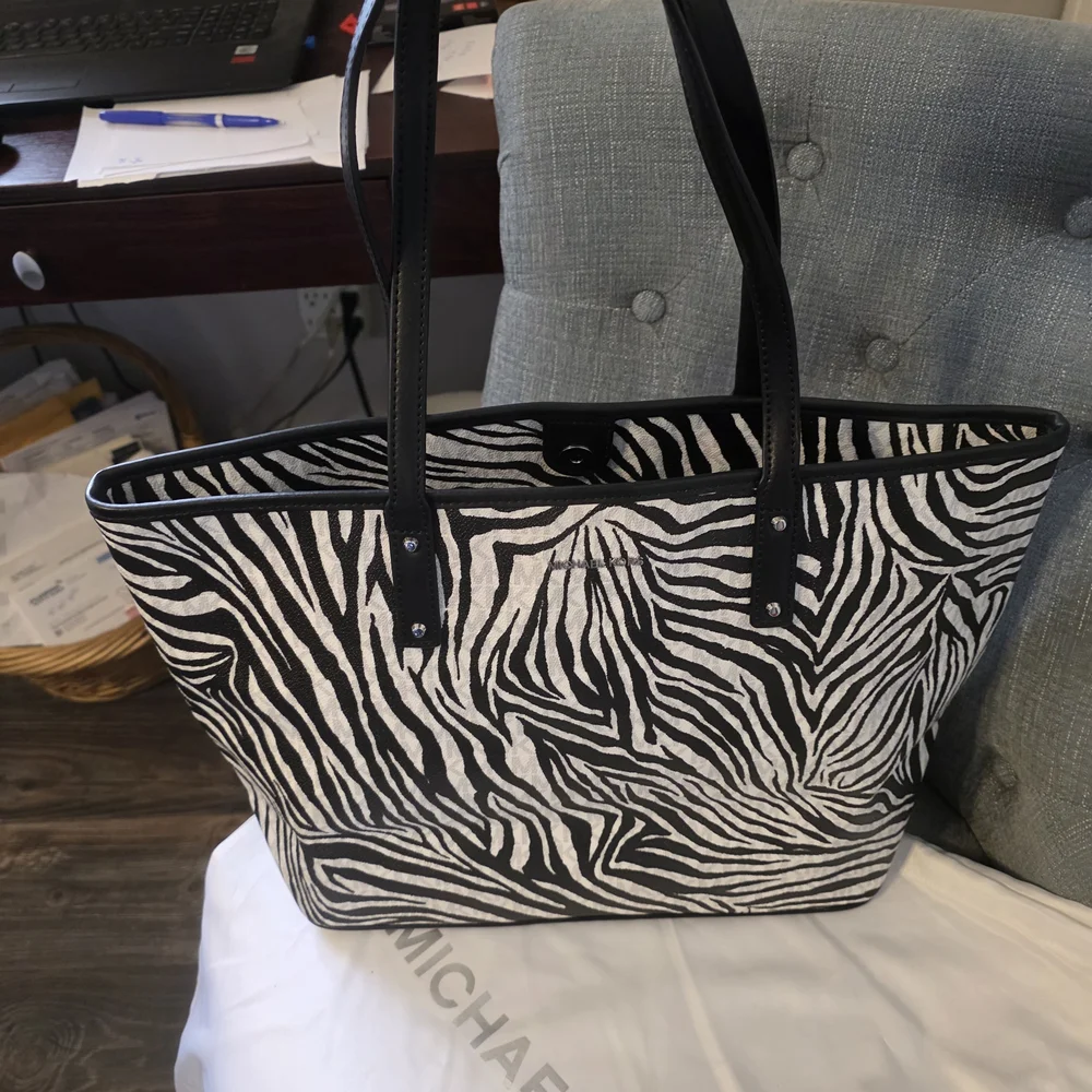 Michael Kors Black and White Zebra Tote - Picture 3 of 4